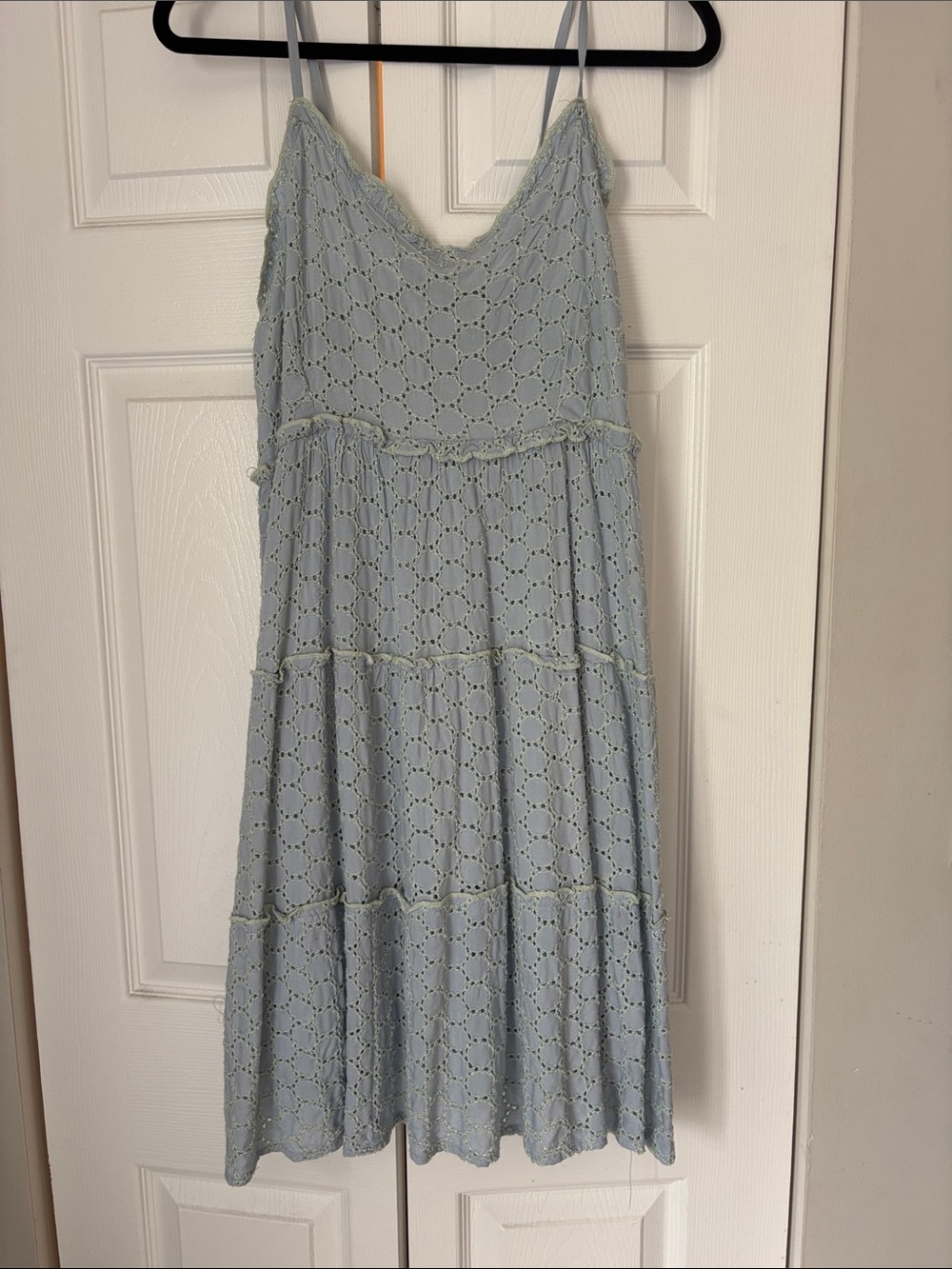 Spaghetti Strap Midi Dress in Light Baby Blue